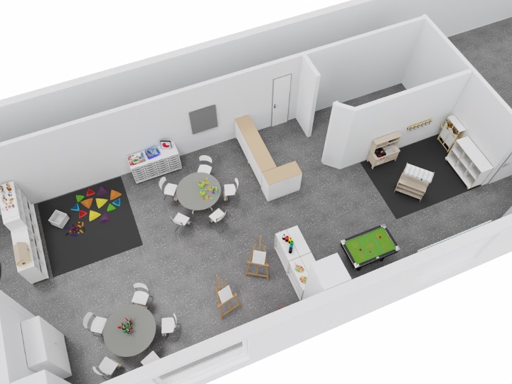 Vittra Telefonplans nya fritidsmiljö ritat i 3D.